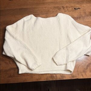 Abercrombie & Fitch Cozy Boatneck Cropped Cream Women's Sweater